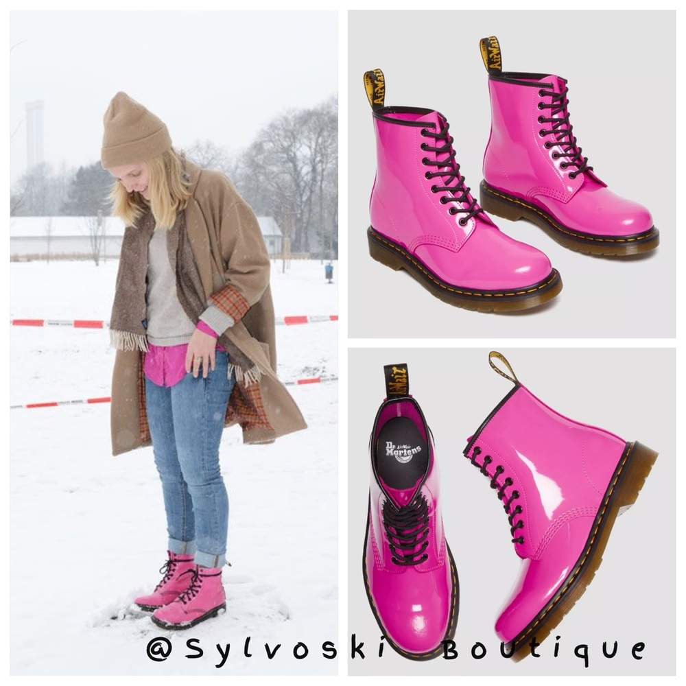 💖DR MARTENS 1460 WOMEN'S PATENT LAMPER LEATHER LACE UP BOOTS 💓💓💖💖NWT - Picture 1 of 13